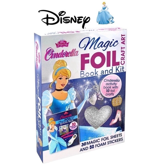 Disney Princess Cinderella Magic Foil Book Kids Craft Activity Gift Set - Picture 12 of 14